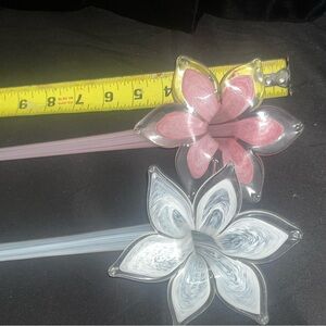 Two Glass Hand-blown Flowers